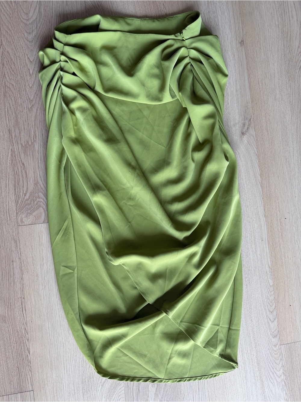 SHEIN Olive Green Ruched Draped Skirt